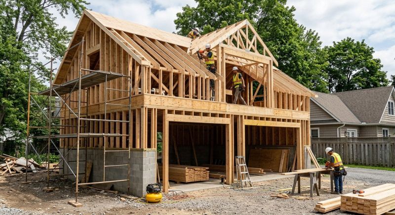 Two Story Garage Construction in Conroe, TX
